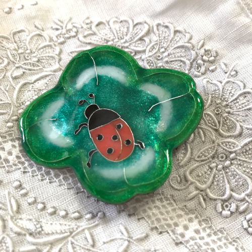 銀貨 てんとう虫 ハート型 七宝焼埋込　純銀　プルーフ 銀貨 てんとう虫 ハート型 七宝焼埋込 純銀 プルーフ