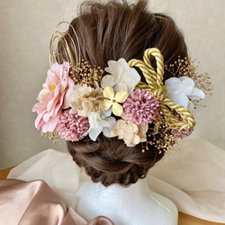 P11成人式　結婚式　卒業式　ラベンダーピンク椿の髪飾り 3枚目の画像