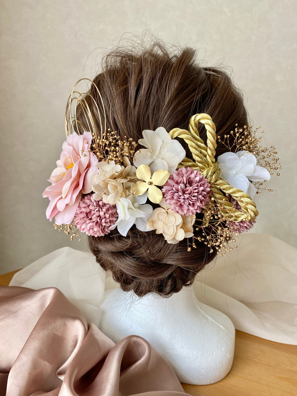 P11成人式　結婚式　卒業式　ラベンダーピンク椿の髪飾り 3枚目の画像