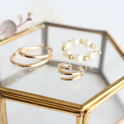 黃金與珍珠耳環三件套 第6張的照片