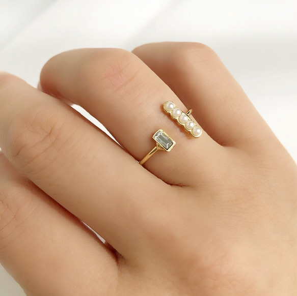 &lt;選擇您的誕生石顏色&gt; 民俗戒指和可疊戴戒指 3 件套 第6張的照片