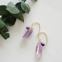K14gf / 粉色紫水晶小耳環 / 耳環 第1張的照片