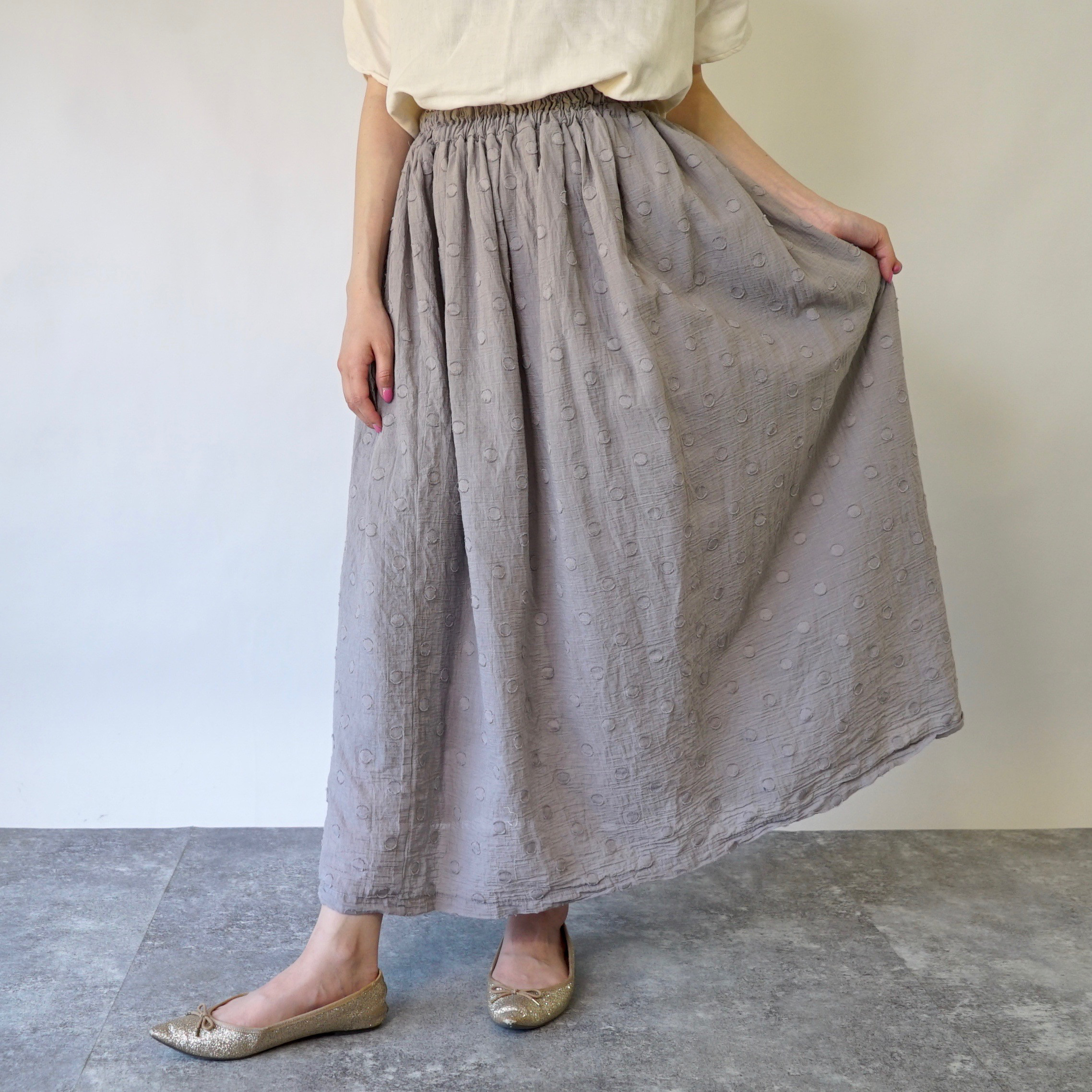 サマーマキシスカート/ドットグレー/遠州織物 9,372円