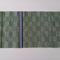 キビソ手織りのブックカバー　市松　緑（文庫サイズ） 3枚目の画像