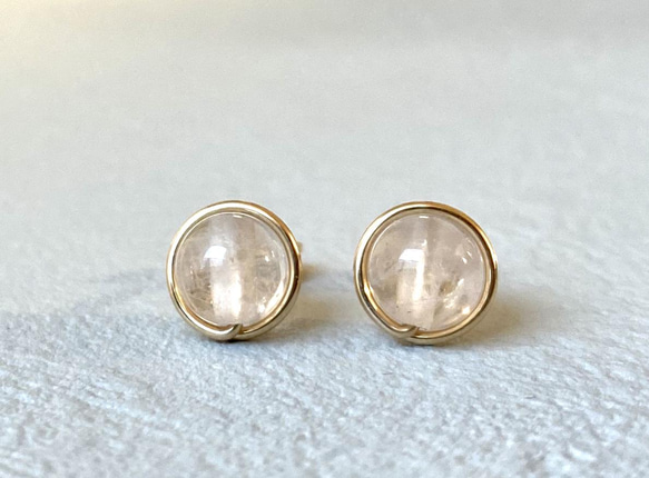 H&E社 アゼツライト スタッドピアス 6mm H＆E社 ゴールデンアゼツライト(AZOZEO) 6mmラウンドピアス