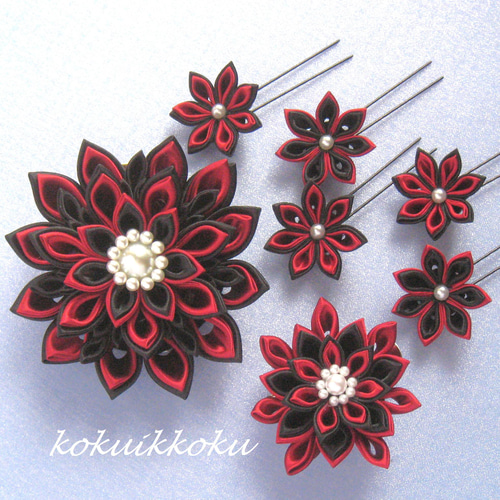 ヘッドドレス♡花束みたいな髪飾り 赤♡黒♡ゴールド fa72f84b7a4cf73f4eb9c47ae9c530