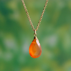 秋色AAAカーネリアンのオレンジカラー・カボションネックレス（14KGF