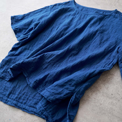 「夏日福袋」喇叭袖薄紗T卹/藍色+燈籠褲8/4長/米色 第8張的照片