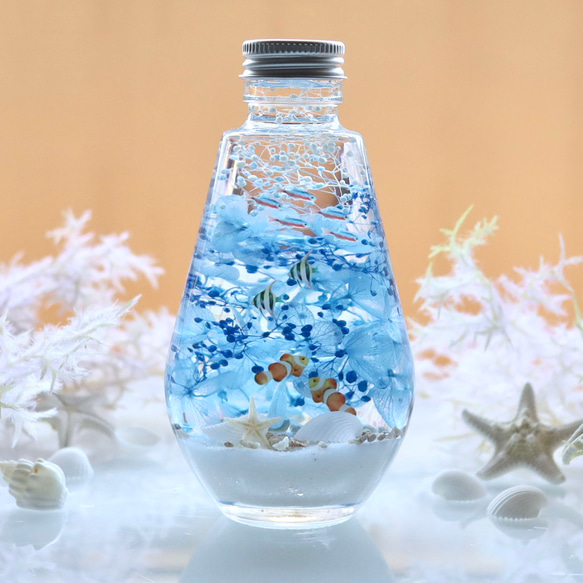 Blue oceanホワイトサンド夏のインテリアハーバリウム（無料ギフト