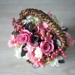 母の日おすすめ Flower basket (S) Pink rose 5枚目の画像