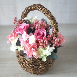 母の日おすすめ Flower basket (S) Pink rose 3枚目の画像