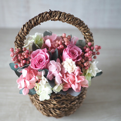 母の日おすすめ Flower basket (S) Pink rose 2枚目の画像
