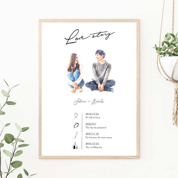 ウェルカムボード A3/ラブストーリー _送料無料・水彩画風イラスト♡_#  
