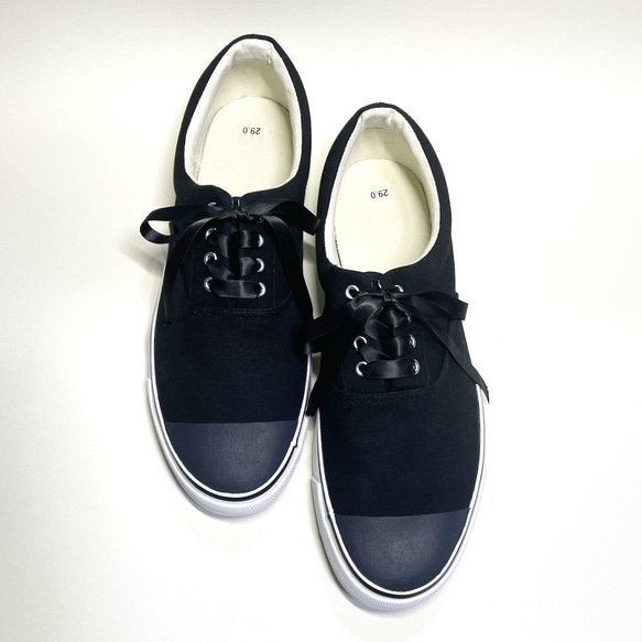 マットブラックトゥのバイカラーデッキシューズ(BLACK) 22.0cm マットブラックトゥのバイカラーデッキシューズ(BLACK) 22.0cm