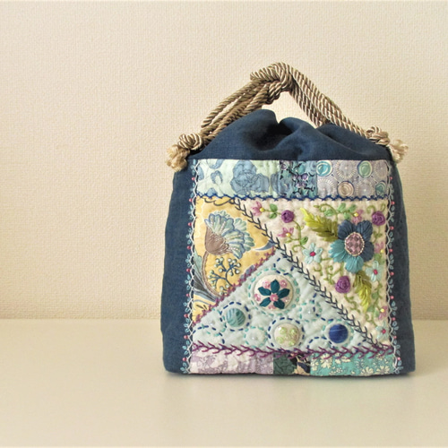 7.パッチワークバッグハンドメイド ミニパッチワークキルトバッグ トートバッグ lilla＊ 通販