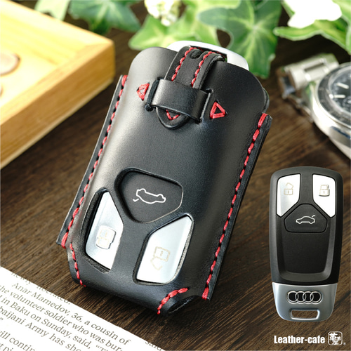 Audi レザーキーケース グレー 箱付き Audi セール アウディ 車用 スマートキーケース 革製 レザー 革