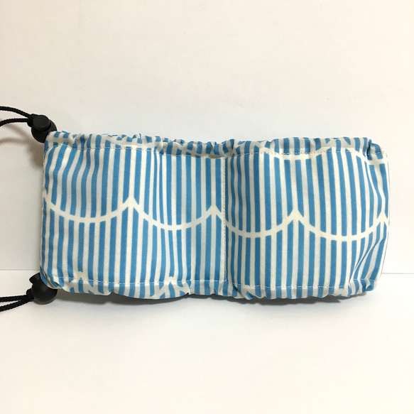 ⑨ナイロン製 アルミ保冷シート内蔵 クールネック ネッククーラー クールスヌード 犬 ストライプ柄 ブルー 2枚目の画像