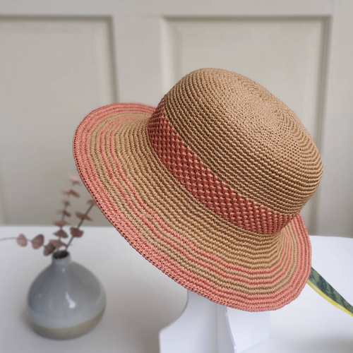 女性用帽子 ハンドメイド かぎ針編み 麦わら帽子 サンハット