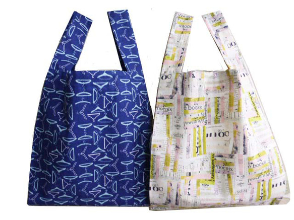 【選べる３色+２柄】レジ袋タイプ・エコバッグ　小さいながらコンビニのお弁当やペットボトルを入れてもまだ余裕 6枚目の画像