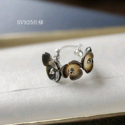 【母愛】黑珍珠黑貝殼花圈耳環/耳環（14Kgf/SV925可用） 第5張的照片