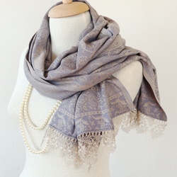 OYA Needlelace shawl [Ates] Lake blue & Gold 第1張的照片