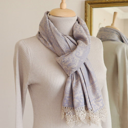 OYA Needlelace shawl [Ates] Lake blue & Gold 第5張的照片