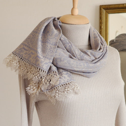 OYA Needlelace shawl [Ates] Lake blue & Gold 第3張的照片