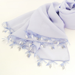 [Made to order] OYA Needlelace chiffon shawl [LEAF] Iris 第4張的照片