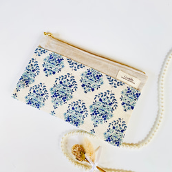 ＊綿麻＊フラットポーチ＊通帳入れ＊お薬手帳入れ＊20センチファスナー 3枚目の画像