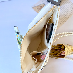 ＊綿麻＊フラットポーチ＊通帳入れ＊お薬手帳入れ＊20センチファスナー 8枚目の画像