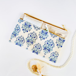 ＊綿麻＊フラットポーチ＊通帳入れ＊お薬手帳入れ＊20センチファスナー 4枚目の画像