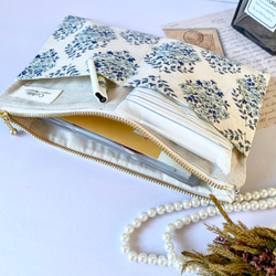 ＊綿麻＊フラットポーチ＊通帳入れ＊お薬手帳入れ＊20センチファスナー 10枚目の画像