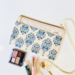 ＊綿麻＊フラットポーチ＊通帳入れ＊お薬手帳入れ＊20センチファスナー 5枚目の画像