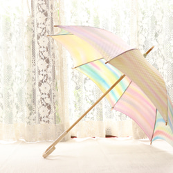 手描き晴雨兼用日傘『花盗人は風流のうち』（着物にも洋服にも)複数生地組み合わせのため、気まぐれ限定一本） 5枚目の画像
