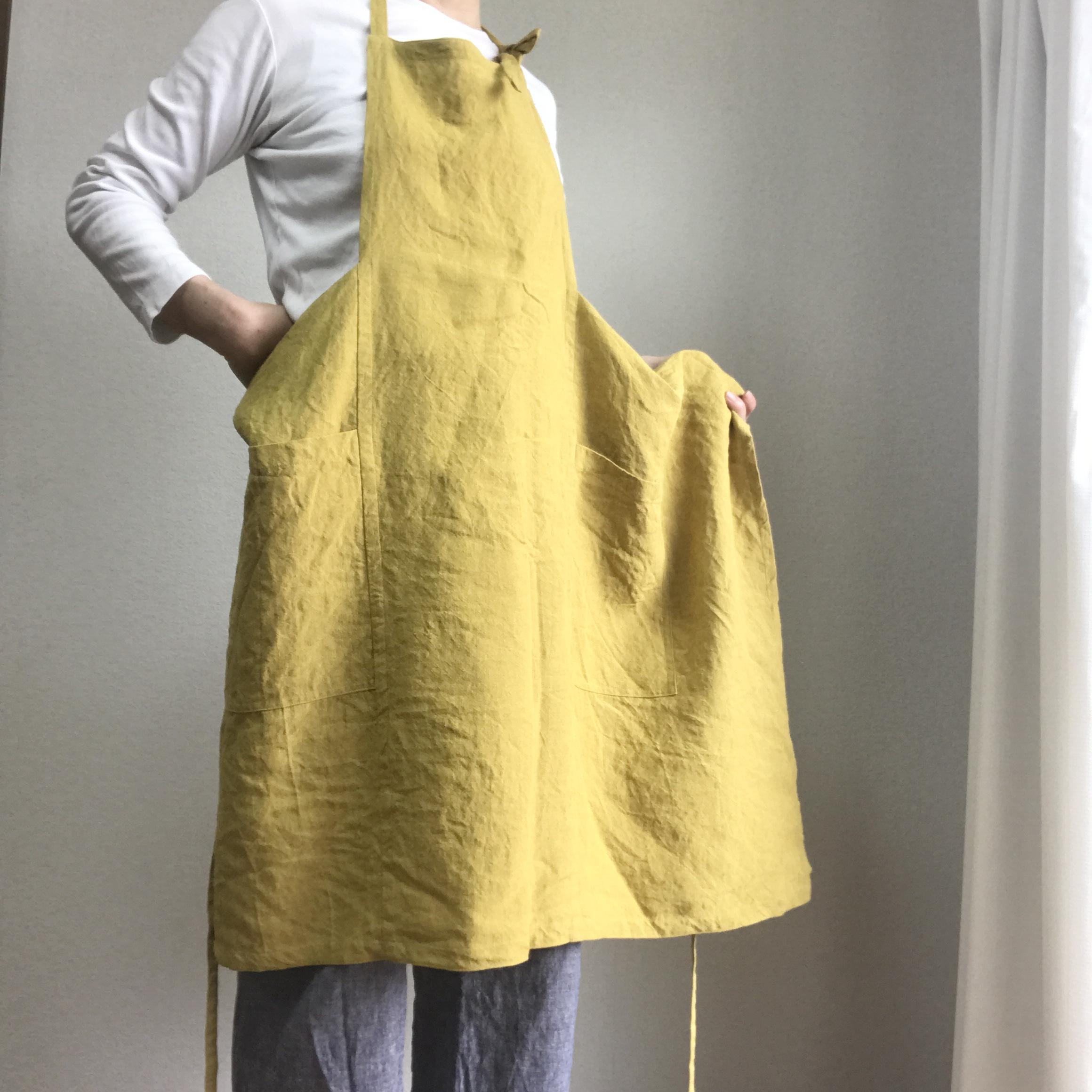 ハンドメイド作家 nono ベルギーリネンのエプロンワンピ ハンドメイド作家 ベルギーリネンのエプロンワンピ nono