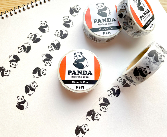 パンダのマスキングテープ 15mm幅 手帳デコ ラッピング マステ 動物 グッズ panda 雑貨 かわいい おしゃれ 8枚目の画像