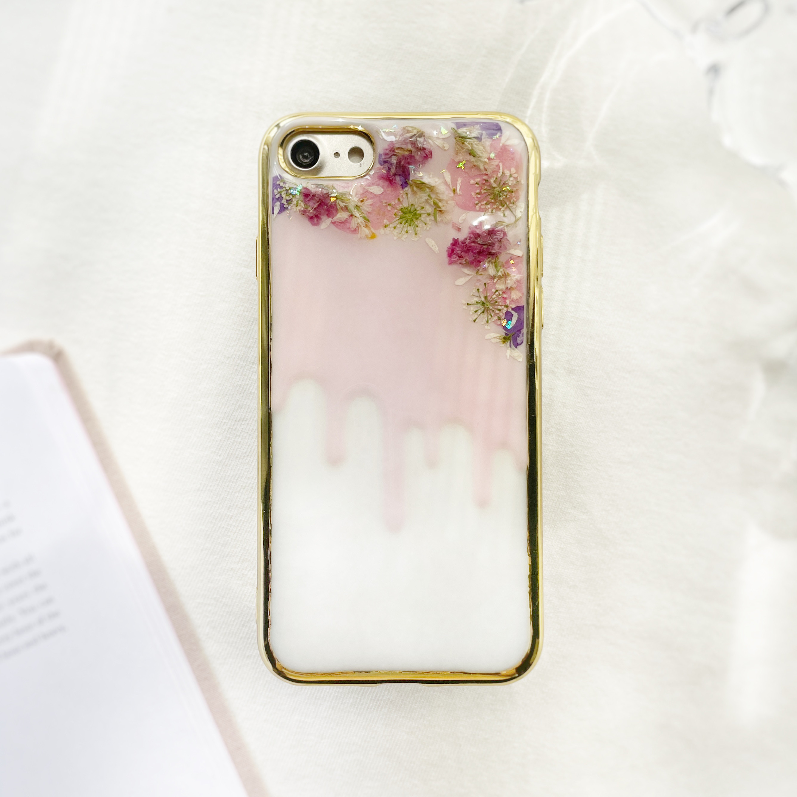 drip flower】 押し花スマホケース 全機種対応 ソフトケース ドリップ 