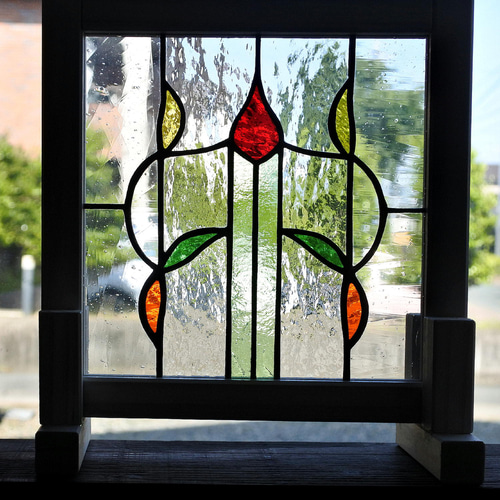ステンドグラス　Glass　Leaves Ginkgo Biloba Stained Glass Panel: Botanical Window Hanging
