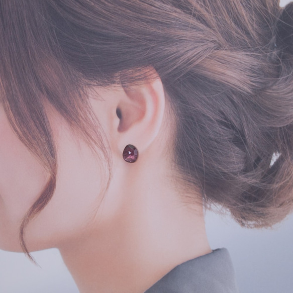 Pink tourmaline mirror earring / Single 5枚目の画像