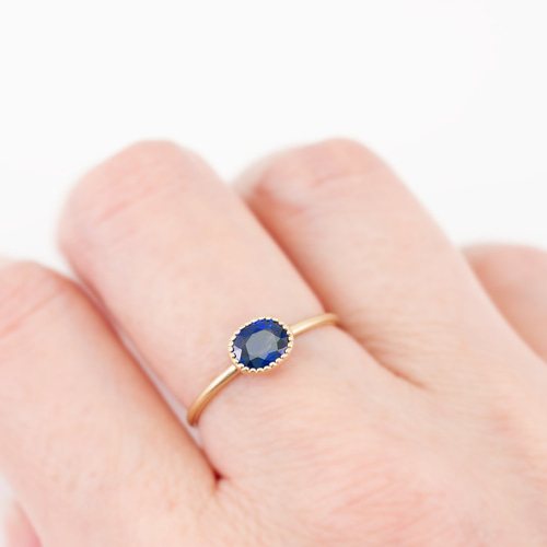 Bicolor sapphire ring / Oval milgrain 指輪・リング Altgraph