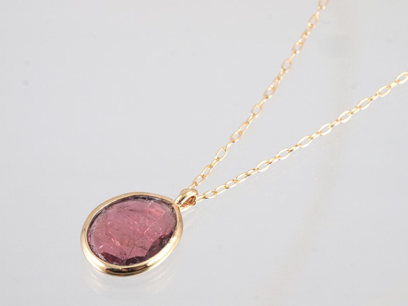 K18 Pink Tourmaline Oval Cut Necklace 3枚目の画像