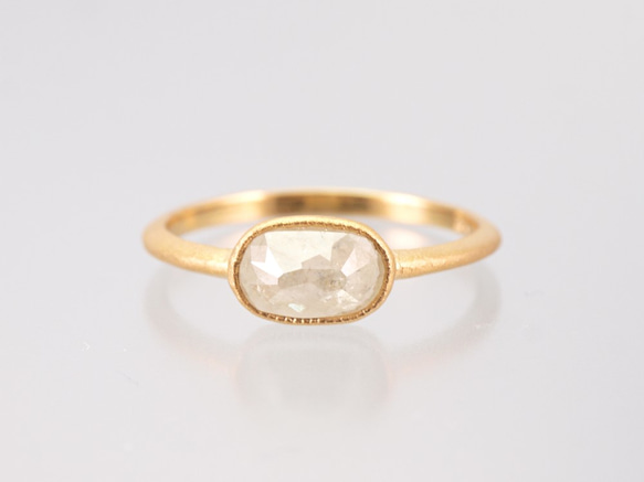K18 Natural Diamond Ring / Oval Shaped WH 2枚目の画像