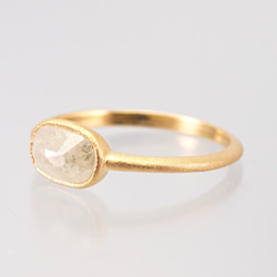 K18 Natural Diamond Ring / Oval Shaped WH 3枚目の画像