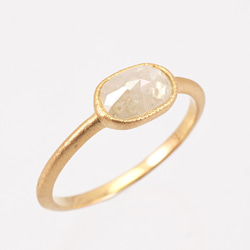 K18 Natural Diamond Ring / Oval Shaped WH 4枚目の画像