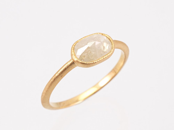 K18 Natural Diamond Ring / Oval Shaped WH 4枚目の画像
