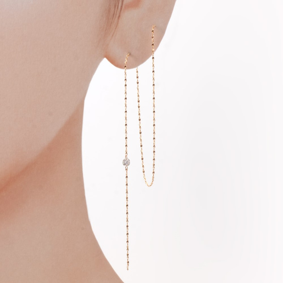 Diamond line earring / Single 5枚目の画像