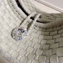 牛皮手工編織手提包 / Leather hand-woven bag「Papagena ivory」（收單後製作） 第5張的照片