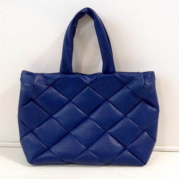 送料無料】Ballon Baroque blue/パッチワーク仕立ての本革トートバッグ 