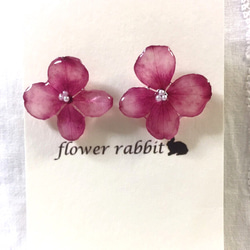 レジンヘアゴム　四葉のクローバー　パープル　ピンク　ミモザ レジンヘアゴム四葉のクローバーパープルピンクミモザ