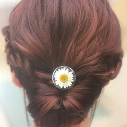 レジンヘアゴム　四葉のクローバー　パープル　ピンク　ミモザ レジンヘアゴム四葉のクローバーパープルピンクミモザ